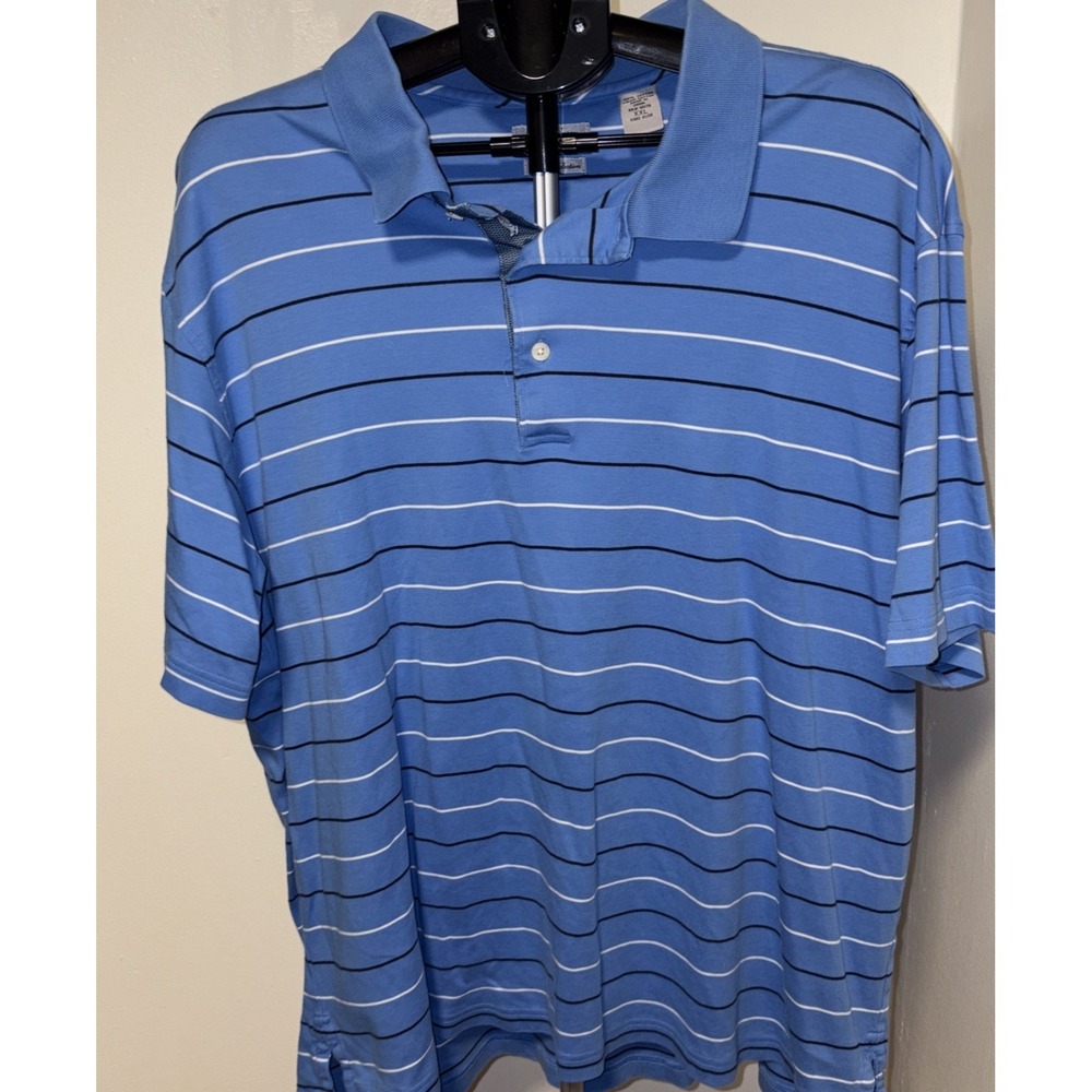 Alan Flusser Silver Collection‎ shirt Mens Sz 2XL Cotton Polo Blue striped
